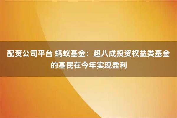 配资公司平台 蚂蚁基金：超八成投资权益类基金的基民在今年实现盈利